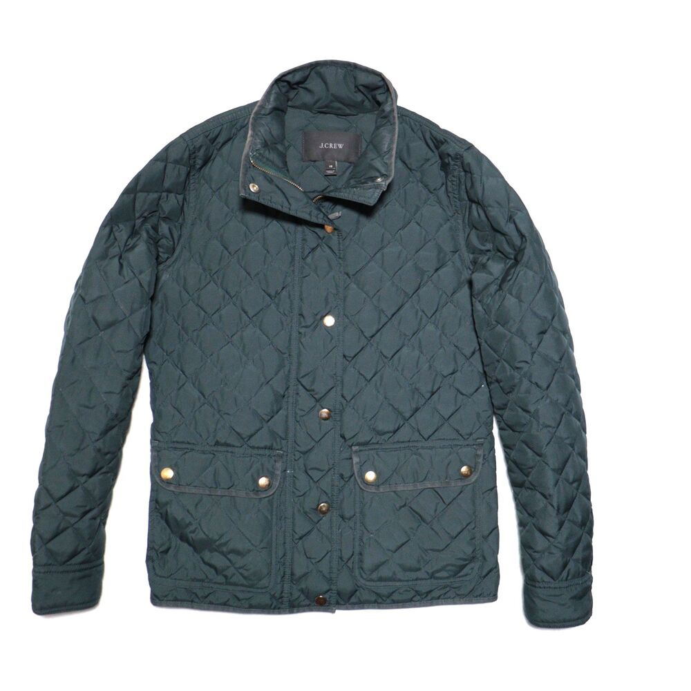 J Crew Jacket Women XS Green Quilted Down Puffer Bomber Field Utility‎